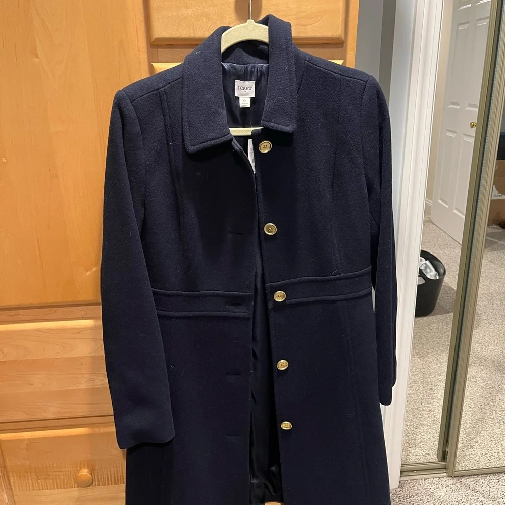 J. Crew Navy Trench Coat with Gold Buttons - Picture 1 of 2